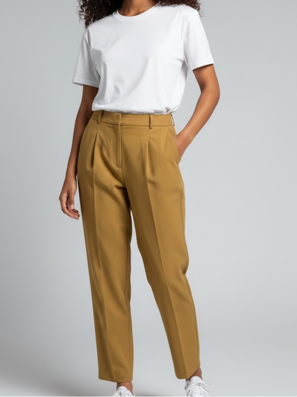 MNG Mango Tailored High-Waist Tapered Pants Mustard